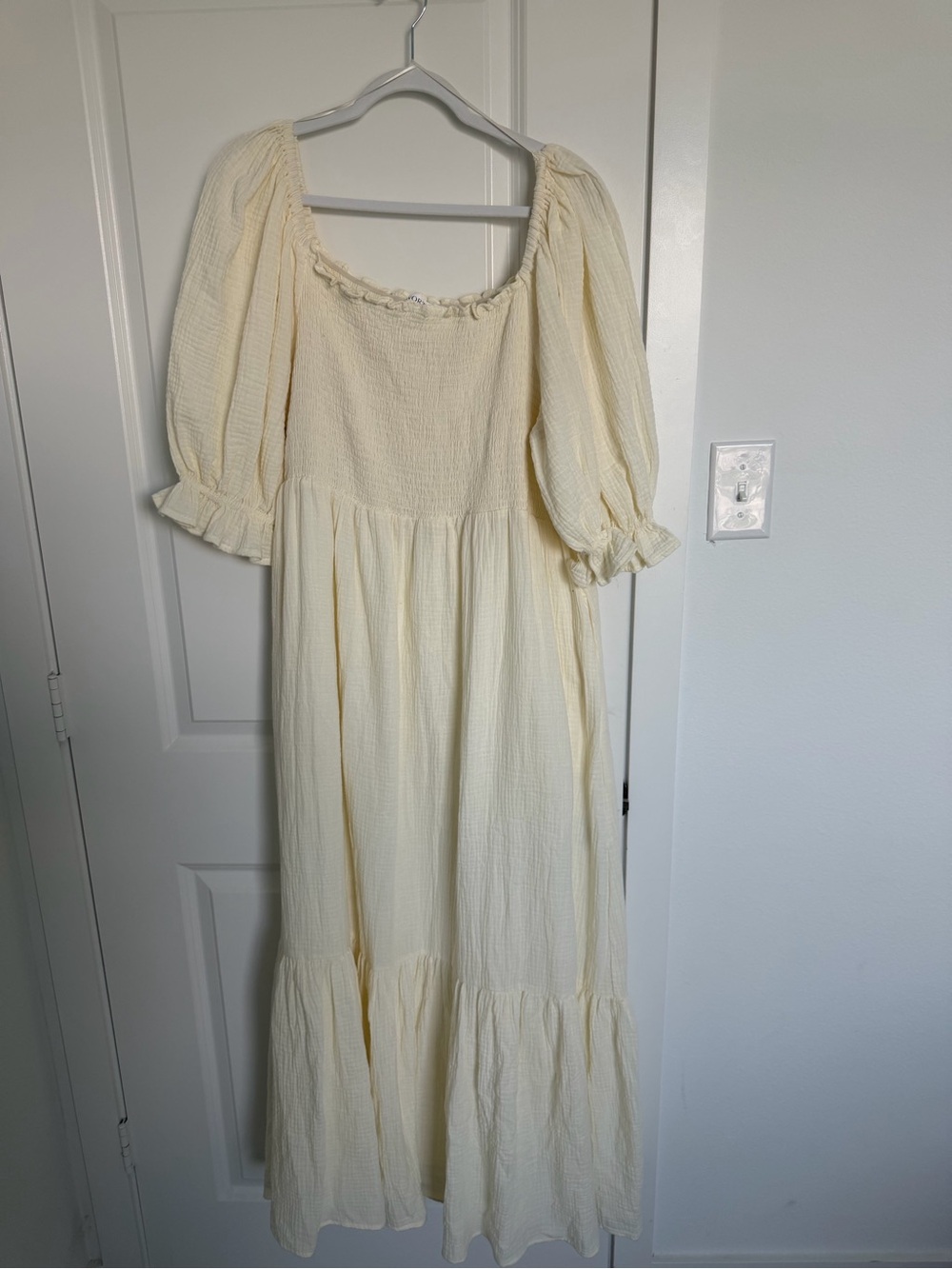 Modest Liv 100% Cotton Maxi Dress in Cream - Bump Friendly